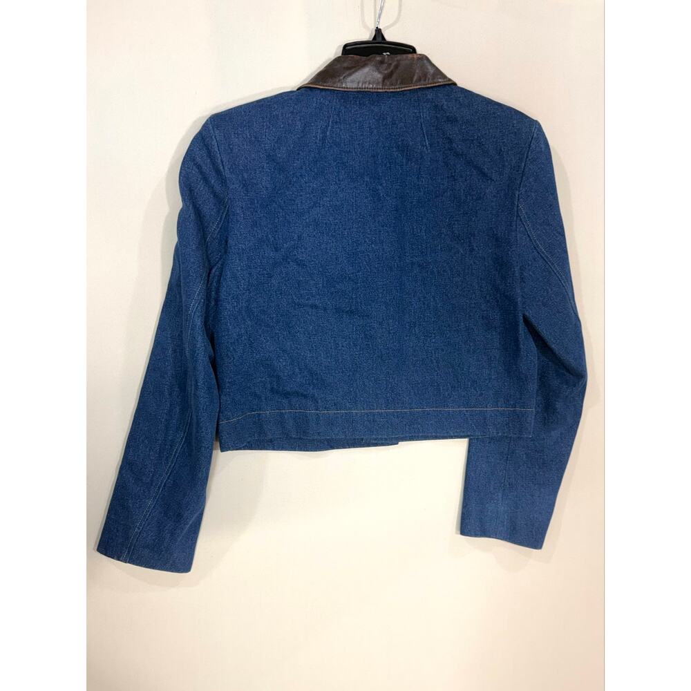 Sandro Denim Jacket With Leather Collar Size 38 (US 4-6 ) - Picture 8 of 8